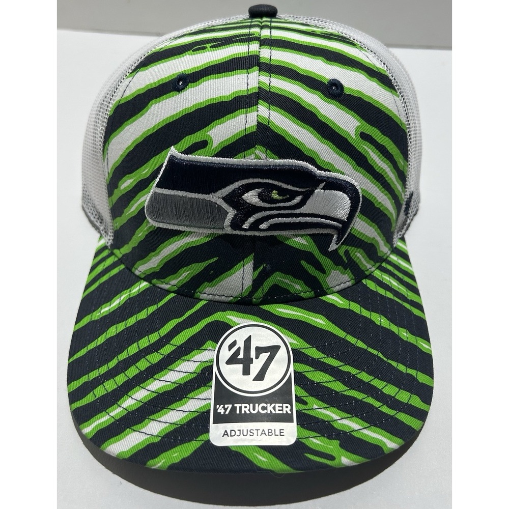 NEW Seattle Seahawks '47 Trucker Snapback Zubaz Adjustable Hat Zebra Stripe NFL